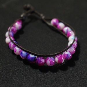 lather beaded bracelet
